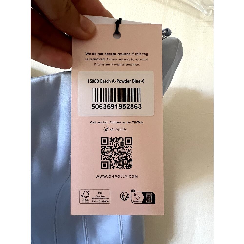 Oh Polly Avielle Satin Corset Bridesmaid Maxi Dress Sky Blue Size 2 New - Picture 8 of 9